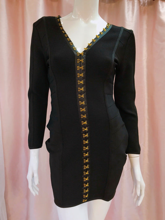 Edgy Bodycon Hooks Mini Dress-0
