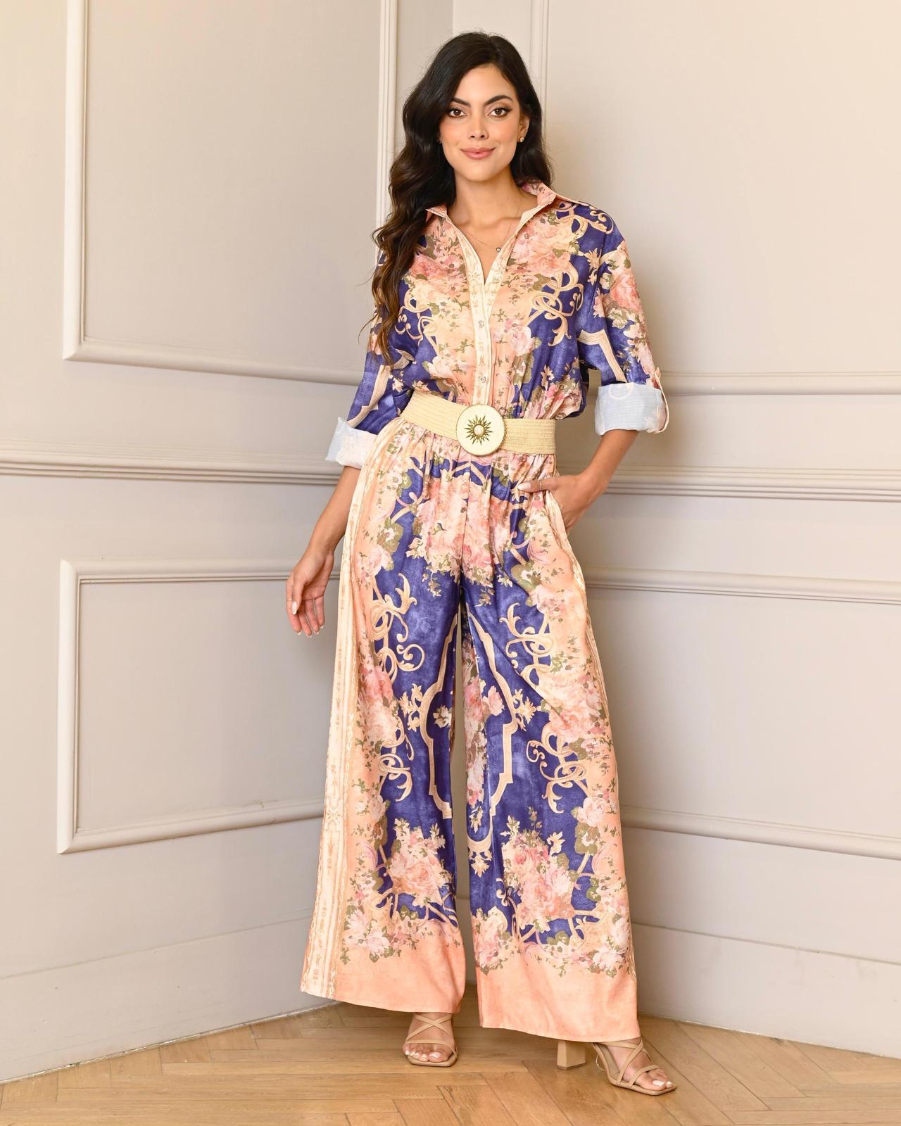 Peach Purple Floral Jumpsuit-1