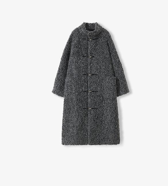 "Parisian Affair"Circle Long Fur Toggle Coat for Women-5