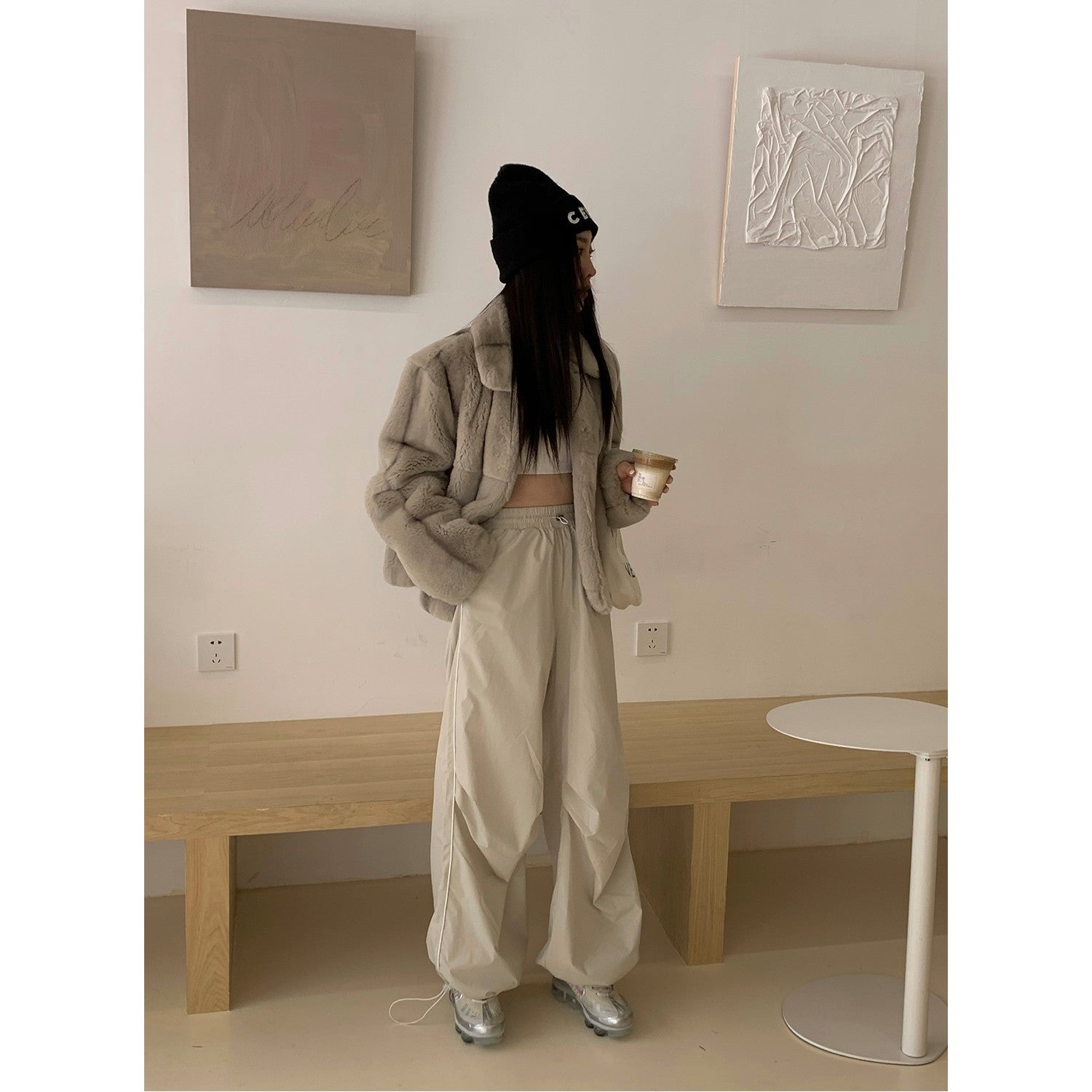 Alice Honey Imported Rex Rabbit Fur Coat-5