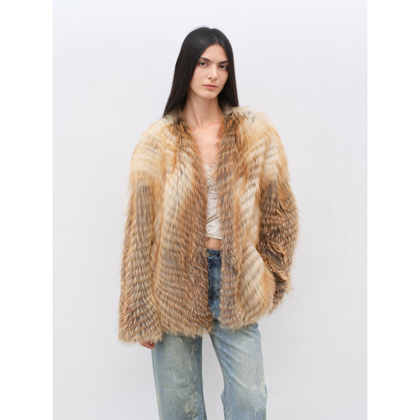 Yukino Dream Imported Colorful Fox Fur Coat from Finland-9