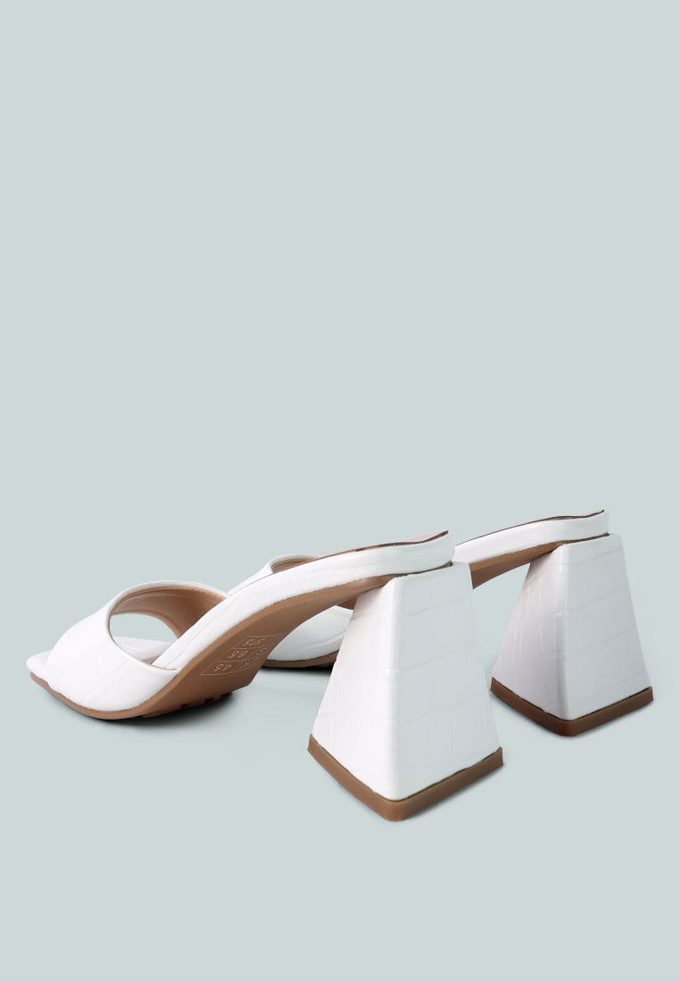 Trinity Croc Pattern Triangle Heel Sandals-3