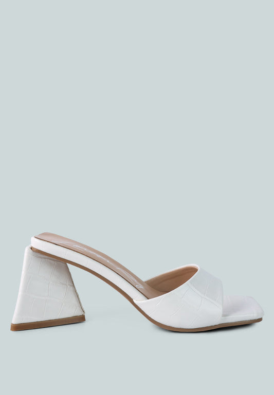 Trinity Croc Pattern Triangle Heel Sandals-0