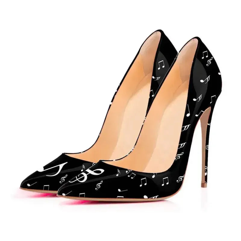 Black and White Stiletto High Heels-5