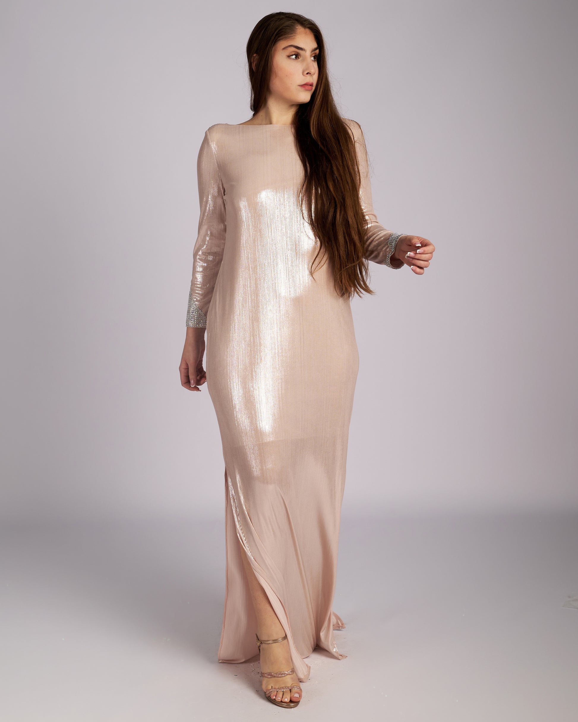 Laurelle Maxi Dress with Slits and Open Back "evening dresses"-4