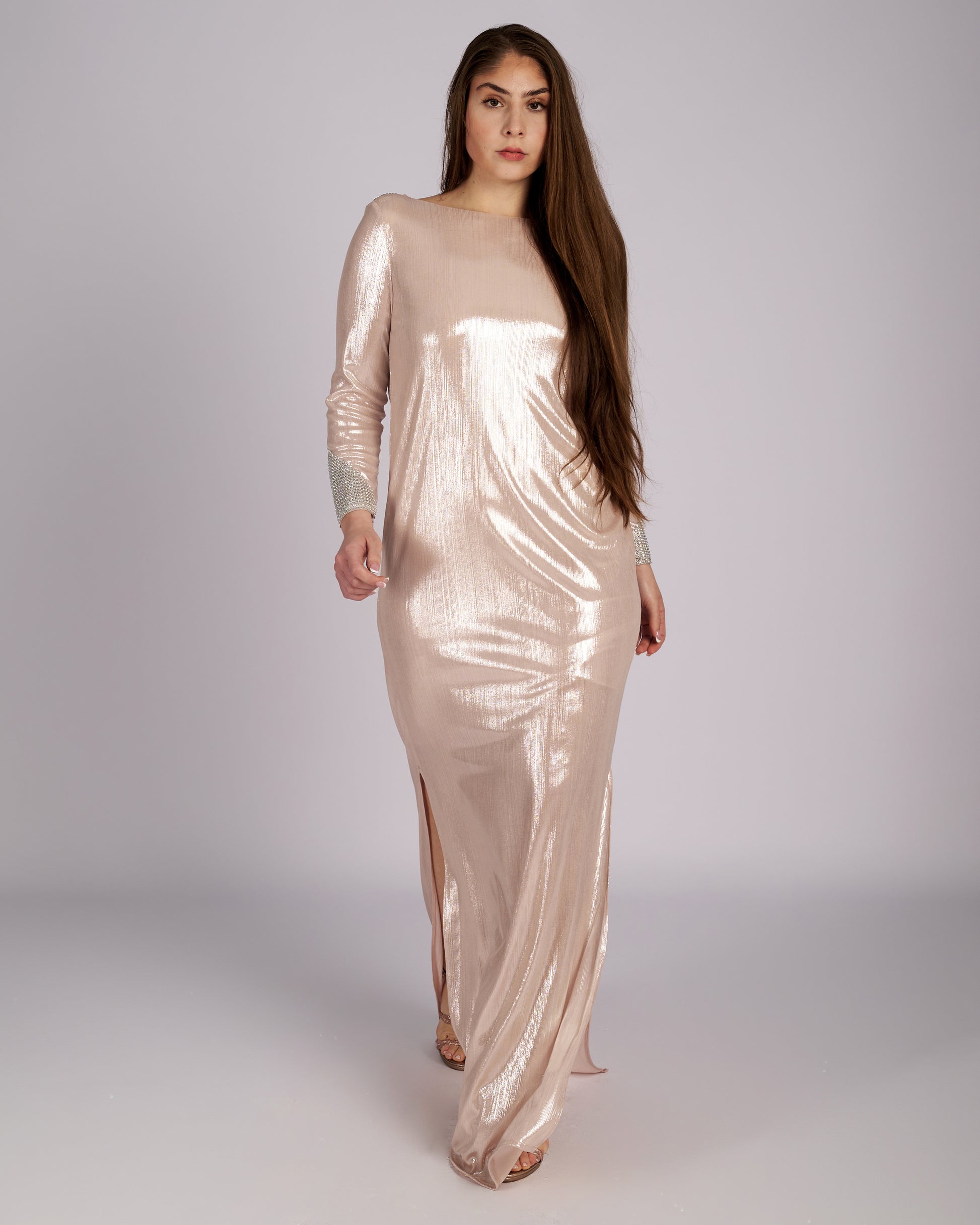 Laurelle Maxi Dress with Slits and Open Back "evening dresses"-5