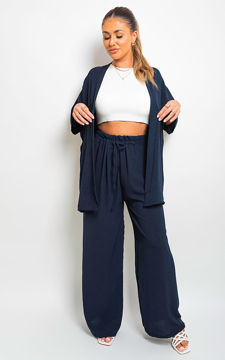 Drawstring Gathered Waist Wide Leg Trouser-7