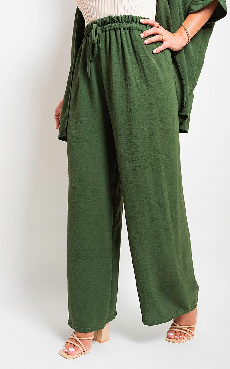 Drawstring Gathered Waist Wide Leg Trouser-6