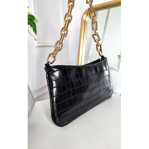 Faux Leather Chain Detail Handbag-0