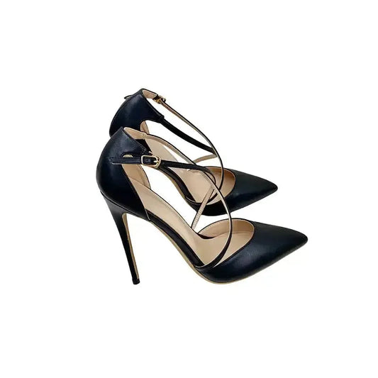 Lacing Black High Heels Stiletto Shoes-0