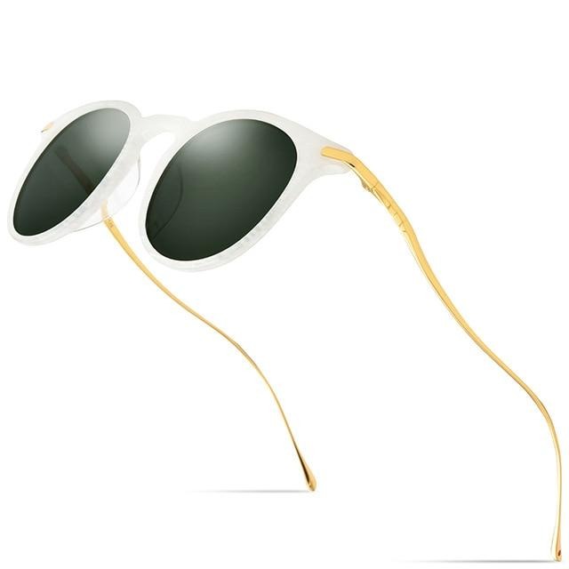 Acetate Titanium Sunglasses Men Vintage Round Polarized Sun Glasses for Women New High Quality Mirrored UV400 Shades-5
