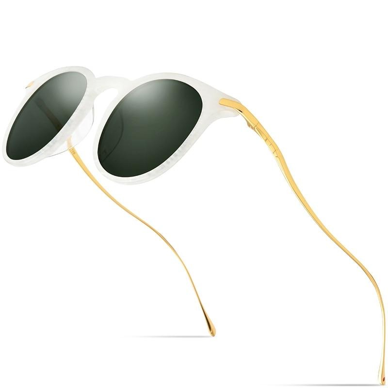 Acetate Titanium Sunglasses Men Vintage Round Polarized Sun Glasses for Women New High Quality Mirrored UV400 Shades-1