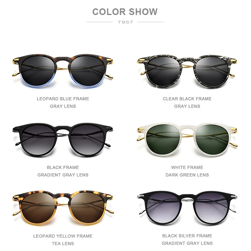 Acetate Titanium Sunglasses Men Vintage Round Polarized Sun Glasses for Women New High Quality Mirrored UV400 Shades-2