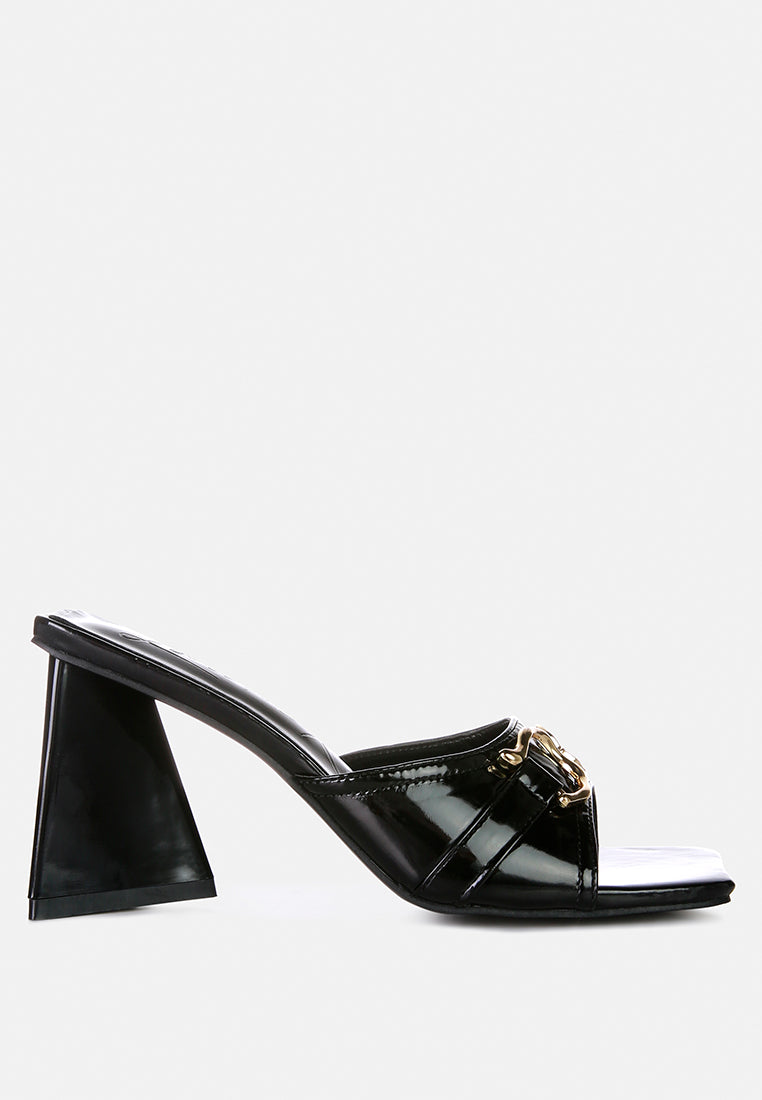 Salisbury Horsebit Buckle Triangular Block Heel Sandals-6