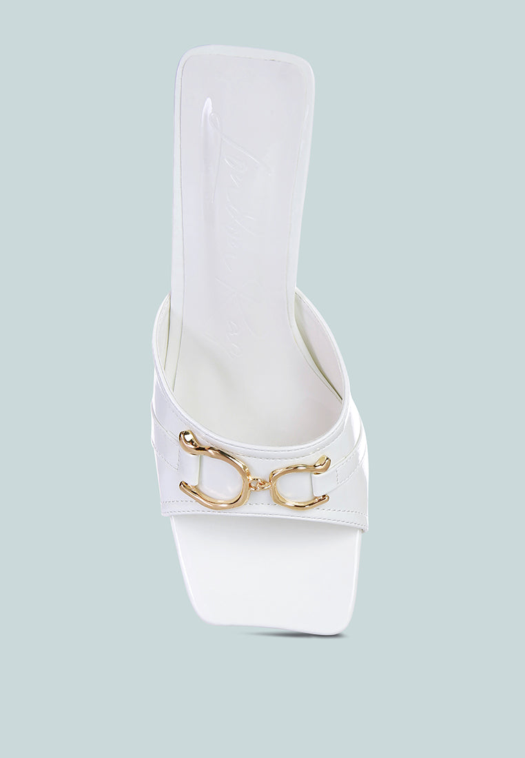 Salisbury Horsebit Buckle Triangular Block Heel Sandals-3