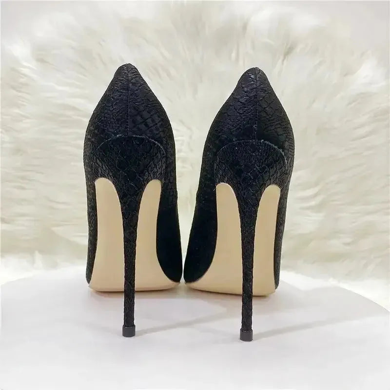 Stiletto Snake Skin Pattern High Heels Shoes-6