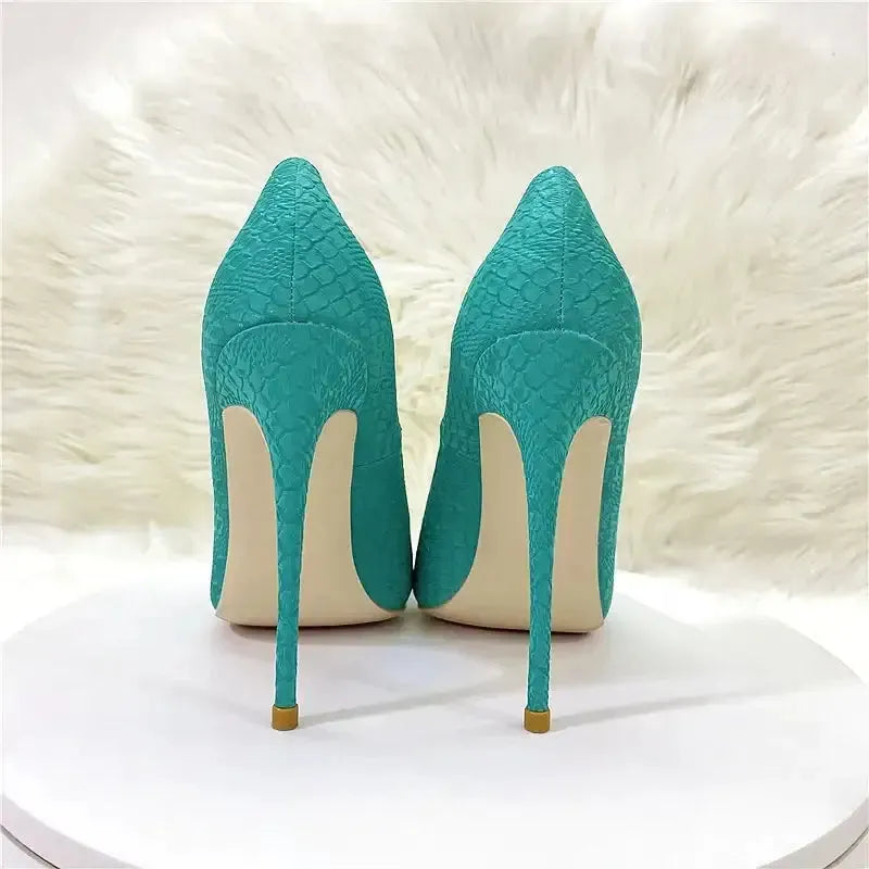 Stiletto Snake Skin Pattern High Heels Shoes-1