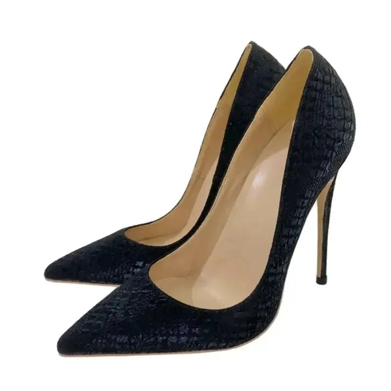 Stiletto Snake Skin Pattern High Heels Shoes-5