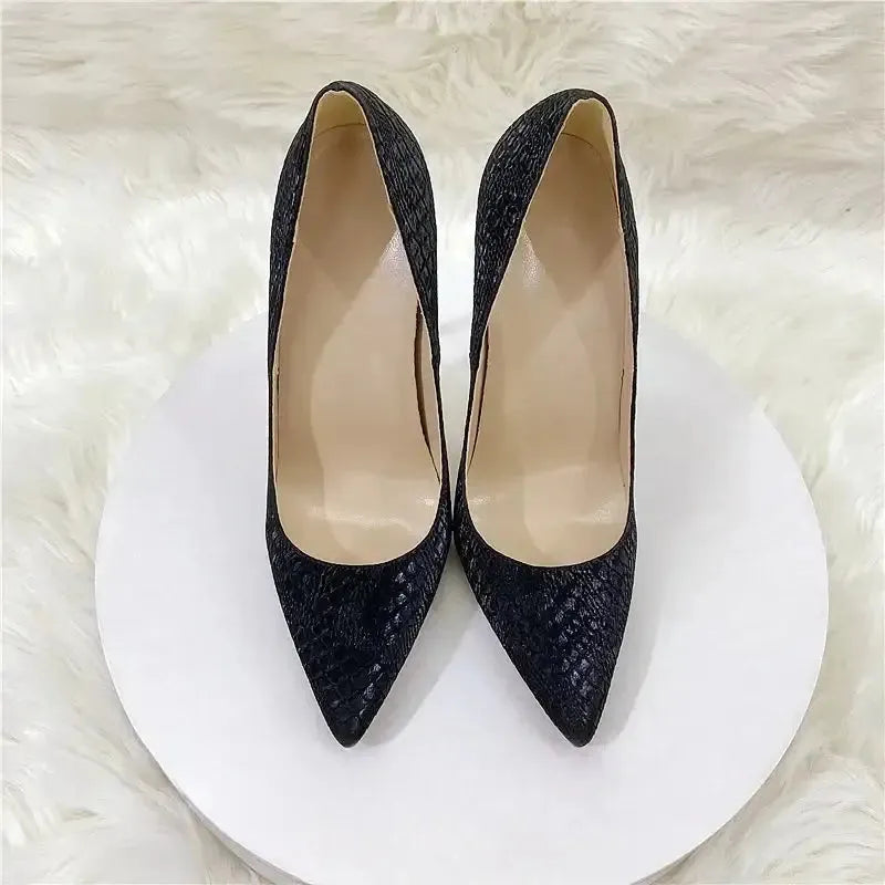 Stiletto Snake Skin Pattern High Heels Shoes-4