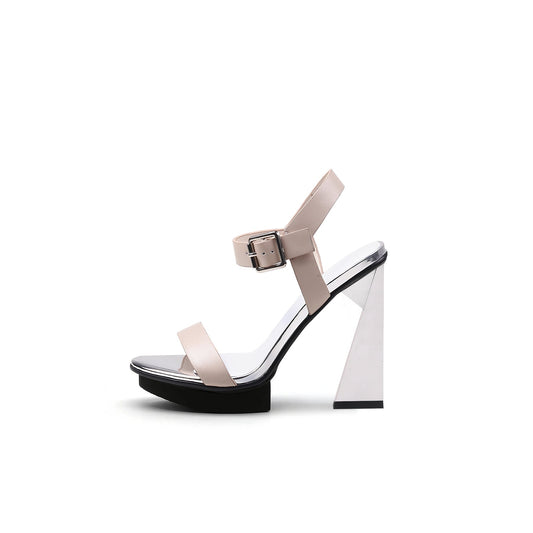 Classic Ankle Strap Triangular Skyscraper Heels-0