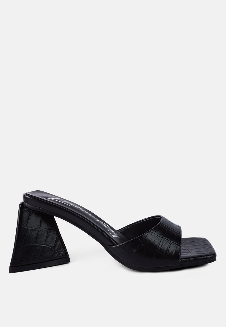 Trinity Croc Pattern Triangle Heel Sandals-5