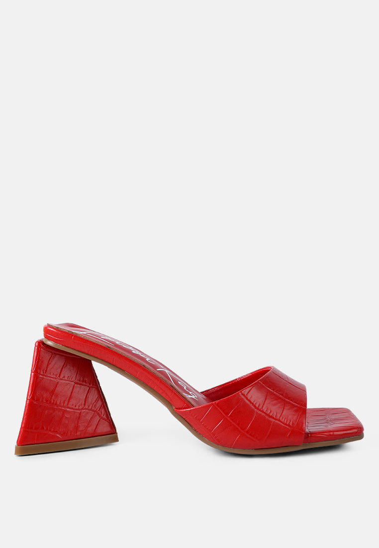 Trinity Croc Pattern Triangle Heel Sandals-6
